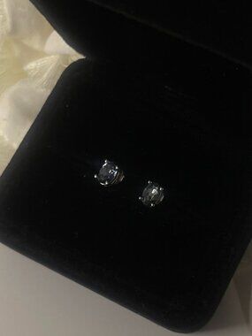 Genuine Tanzanite Oval Stud Earrings 6x4mm 925 Sterling Silver Elegant Blue